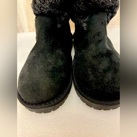 Muk Luks Black Suede Calf Height Foldable Faux Shearling Winter Boots Size 10 - Picture 2 of 12